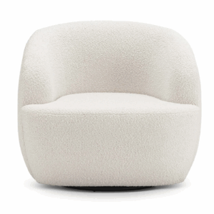 Cuddle Boucle Fabric Swivel Tub Chair, Cream